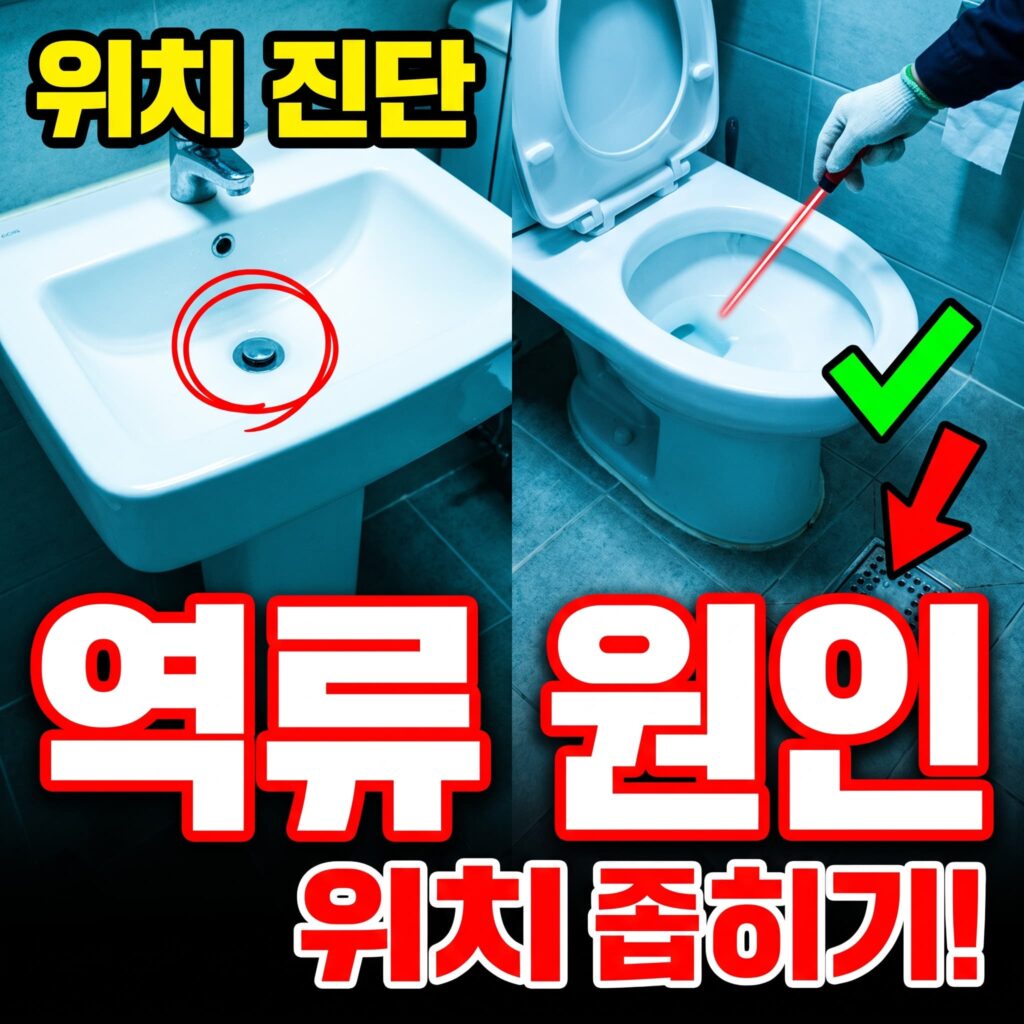 역류 자가진단 — 세면·변기·바닥 트랩 역류 원인 위치 좁히기
