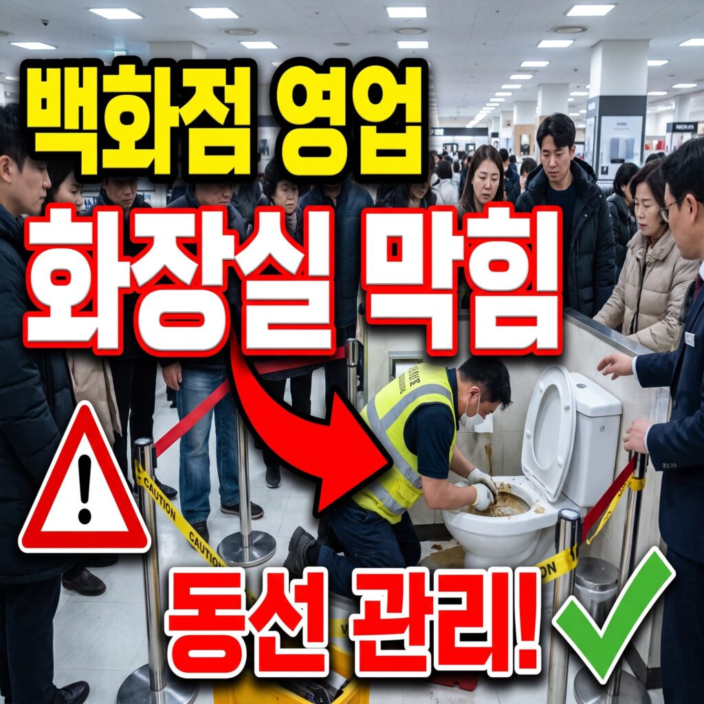대형 백화점 영업 중 화장실 배수 막힘 응급 대응과 고객 동선 관리 사례