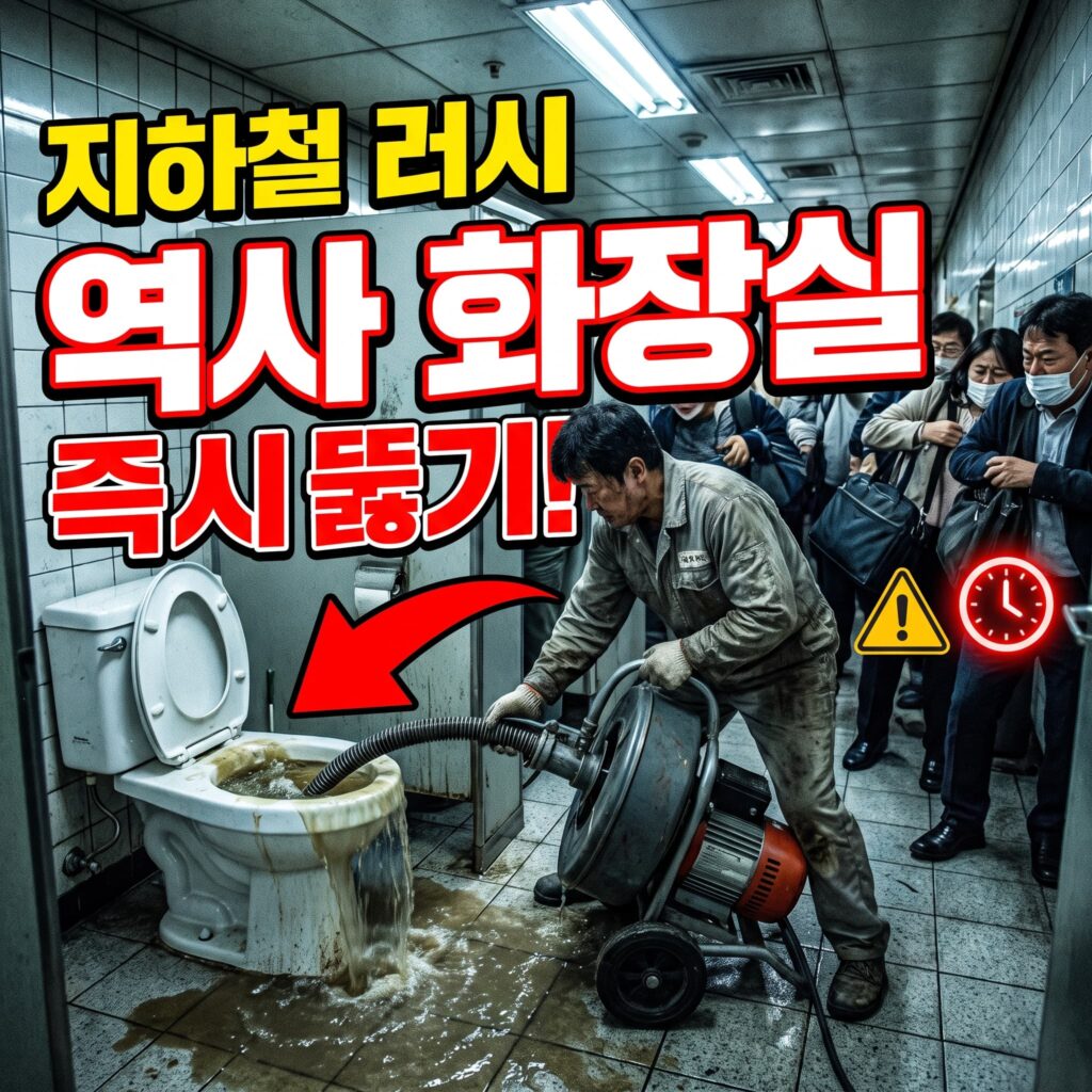 지하철 역사 화장실 러시아워 배수 막힘 응급 대응 실제 처리 사례