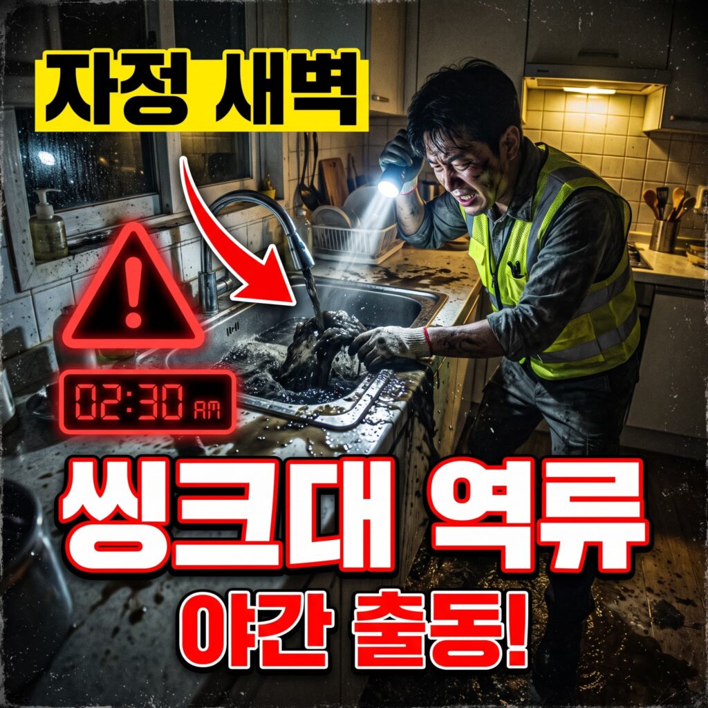 자정 넘긴 새벽 씽크대 배수 역류 응급 출동과 야간 요금 안내 사례