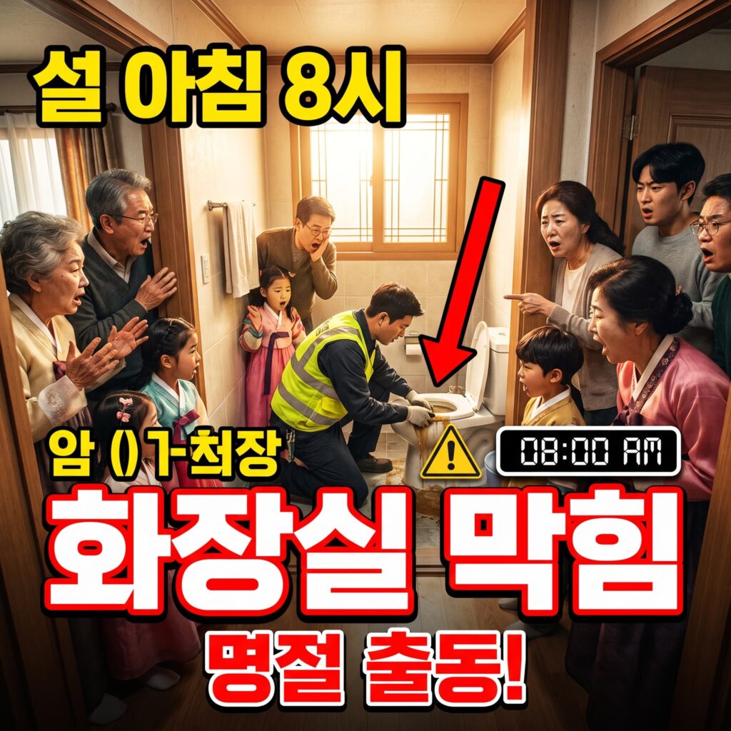 설 아침 8시, 15명 대가족 앞에서 막힌 화장실 — 명절 응급 출동기