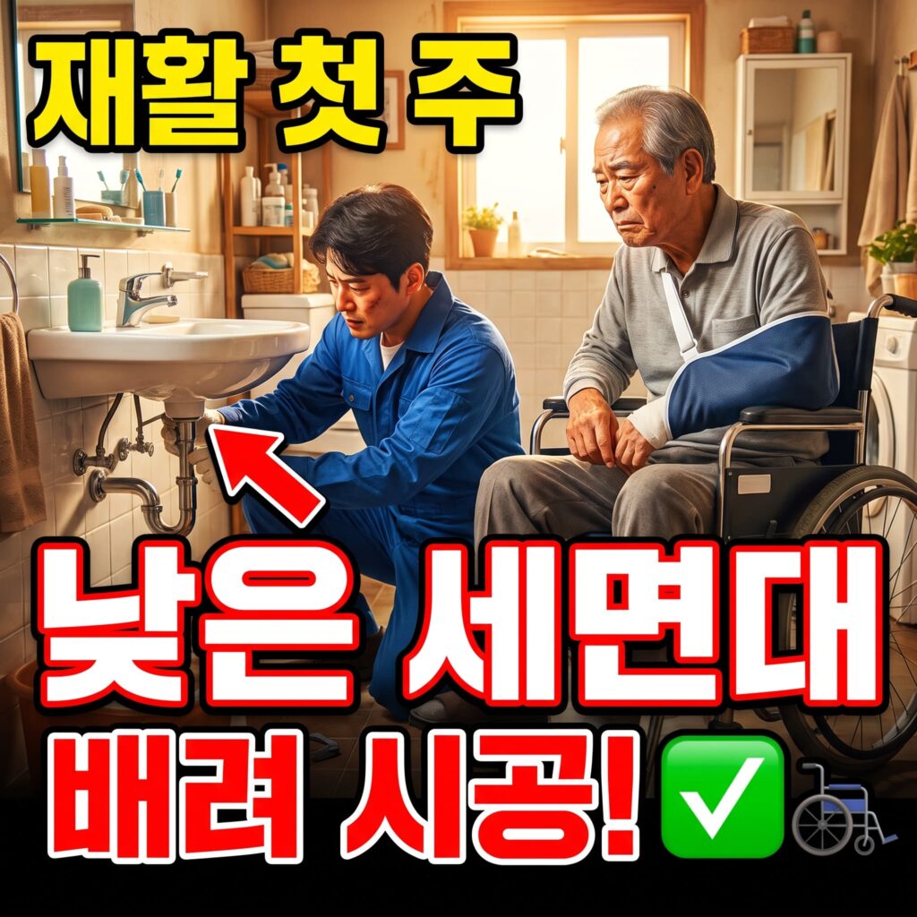 재활병원 퇴원 후 첫 주, 휠체어 아빠와 마주한 낮은 세면대의 배수 문제