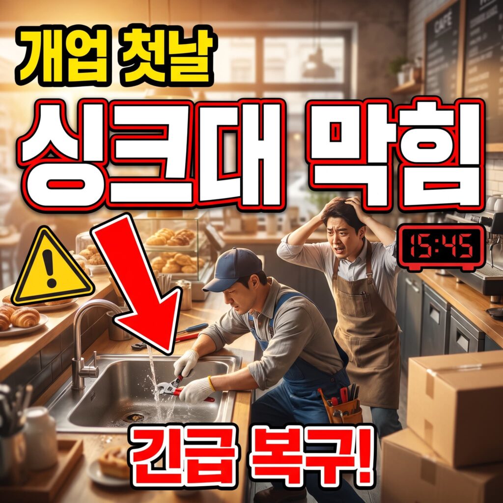 카페 개업 첫날 오후 2시, 갑자기 막힌 주방 싱크대 — 사장님의 얼굴