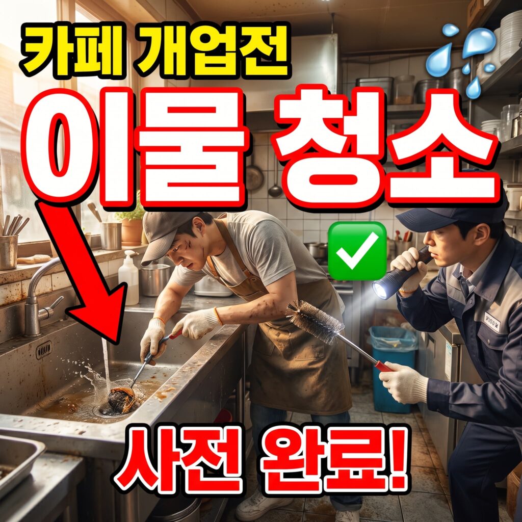 30대 창업자 소형 카페 개업 준비 중 싱크대 배수 이물질 사전 청소 사례