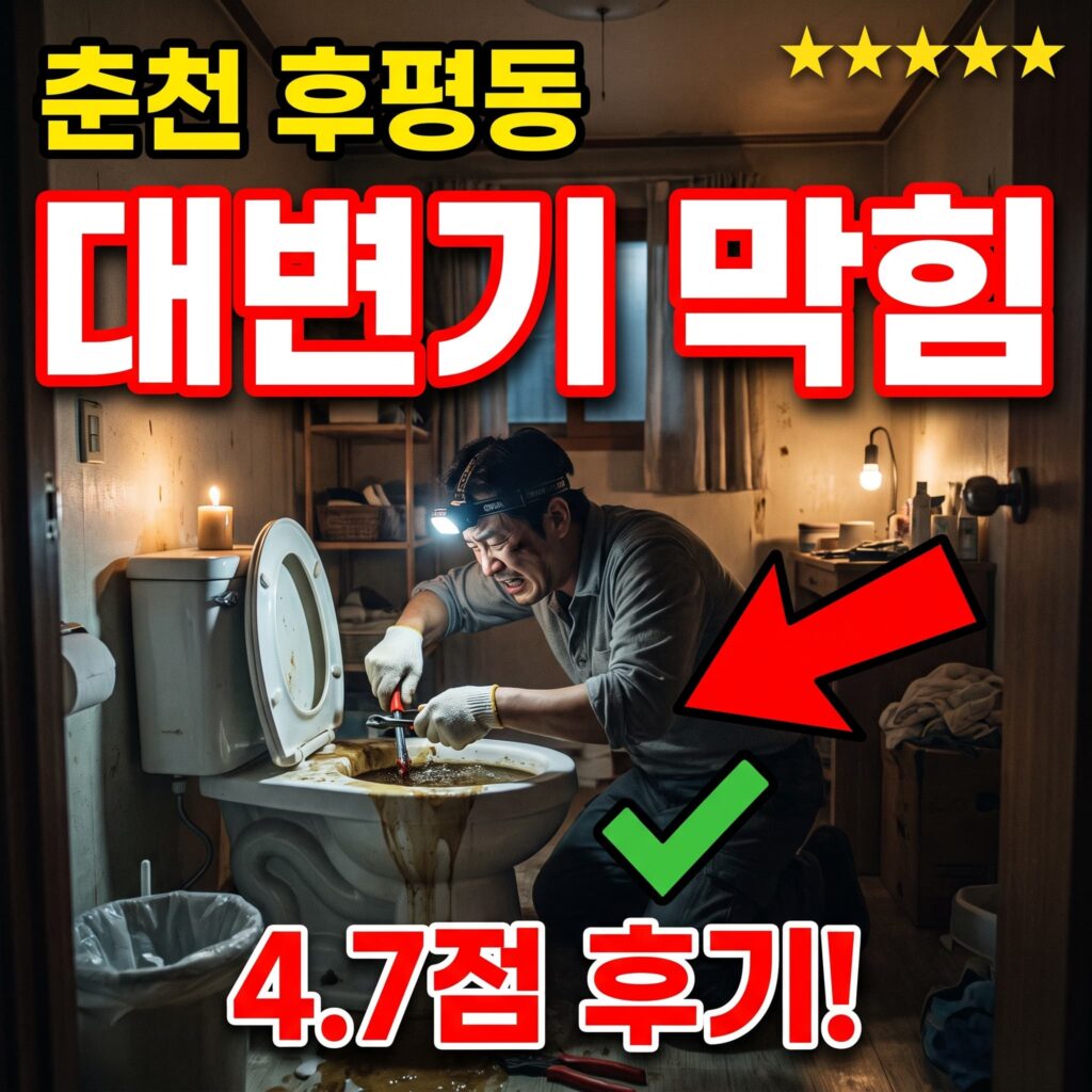 춘천 후평동 강원대 대학촌 원룸 화장실 대변기 막힘, 새벽 1시 30분 처리 후기 4.7점