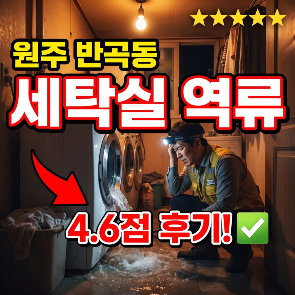 원주 반곡동 혁신도시 오피스텔 세탁실 배수 역류, 저녁 7시 40분 복구 후기 4.6점