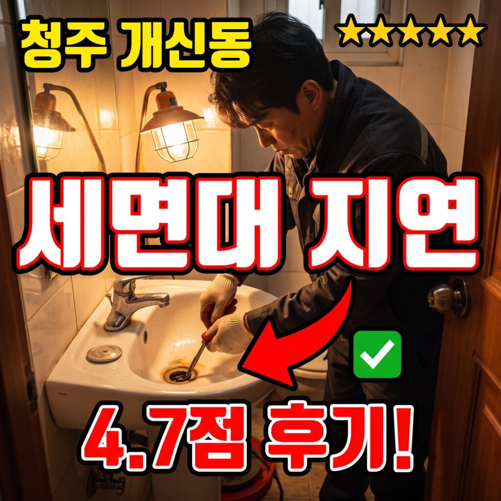 청주 개신동 충북대 대학가 원룸 세면대 배수 지연, 저녁 10시 25분 처리 후기 4.7점