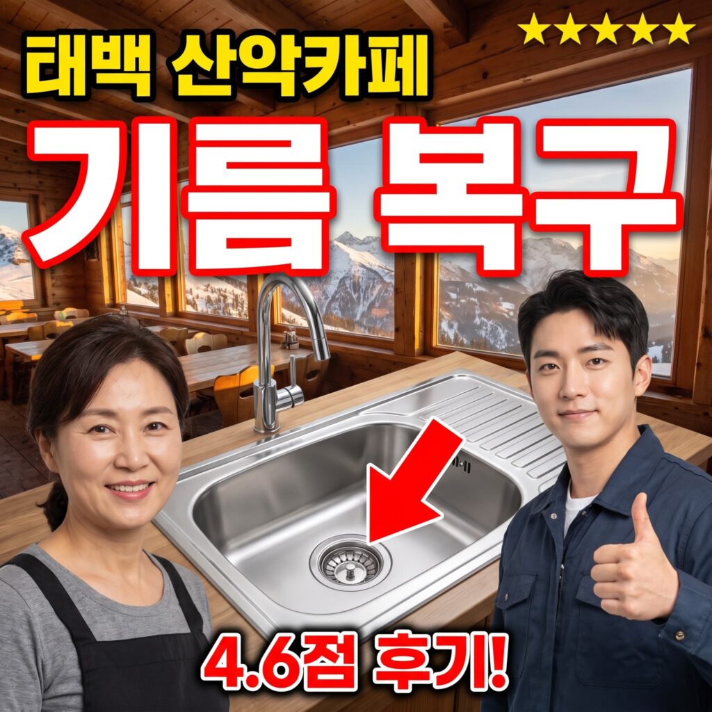 태백 황지동 산악 카페 주방 씽크대 기름 응고 폐색, 겨울 오후 1시간 복구 후기 4.6점