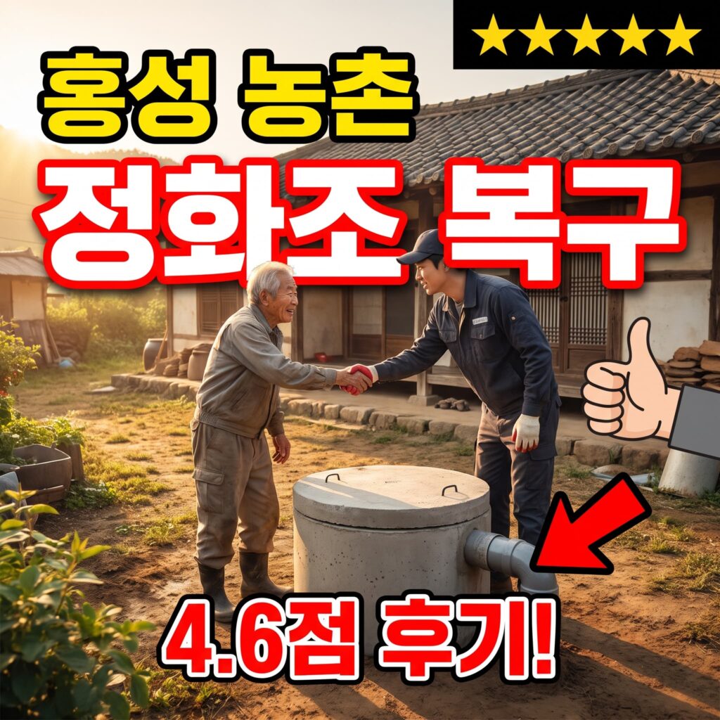 홍성 홍북읍 도청 인근 농촌주택 정화조 인접 배관 역류, 오전 1시간 40분 복구 후기 4.6점