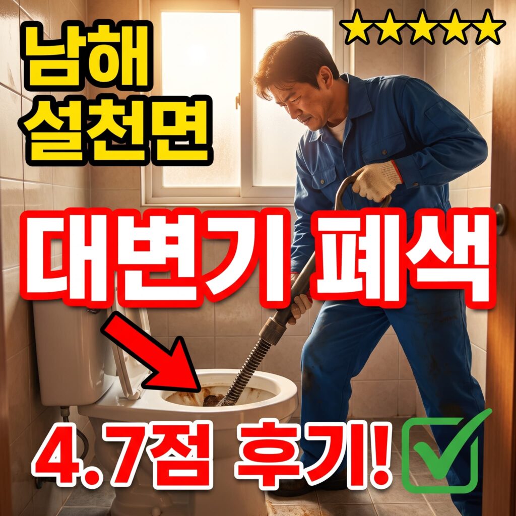 남해 설천면 남해대교 인근 펜션 화장실 대변기 폐색, 성수기 오전 50분 처리 후기 4.7점