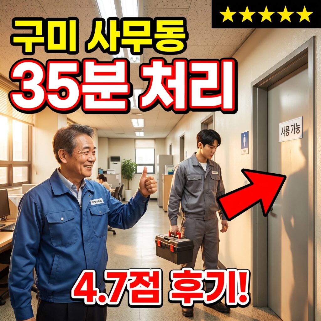 구미 공단동 국가산업단지 사무동 화장실 대변기 이물, 오전 35분 처리 후기 4.7점