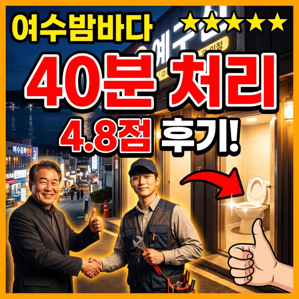 여수 종화동 여수밤바다 상권 상가 화장실 대변기 폐색, 관광 야간 40분 처리 후기 4.8점