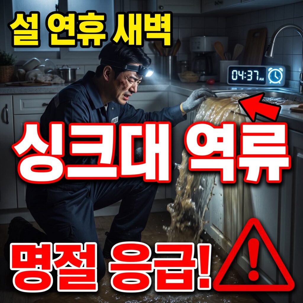 설 연휴 첫날 새벽 주방 싱크대 역류 저희가 방문한 명절 응급 사례