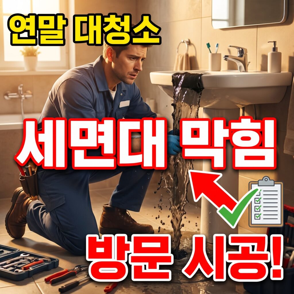 연말 대청소 중 세면대 배수 막힘 저희 방문 시공 사례
