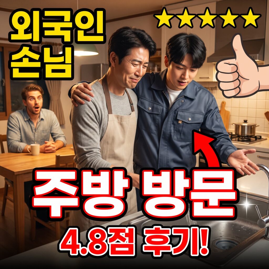 외국인 손님 초대 중 주방 역류 저희 방문 후기 4.8점