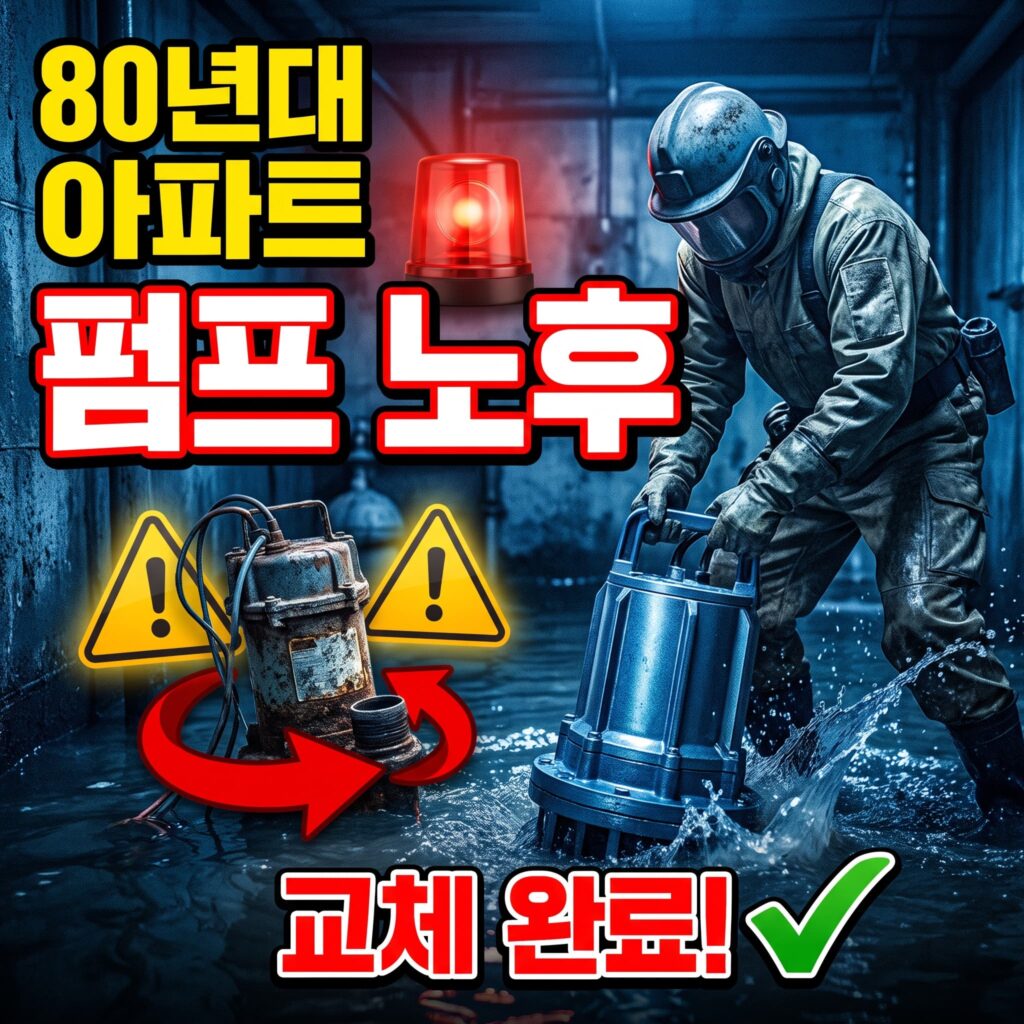 1980년대 아파트 지하 집수정 만수, 배수 펌프 노후 사례
