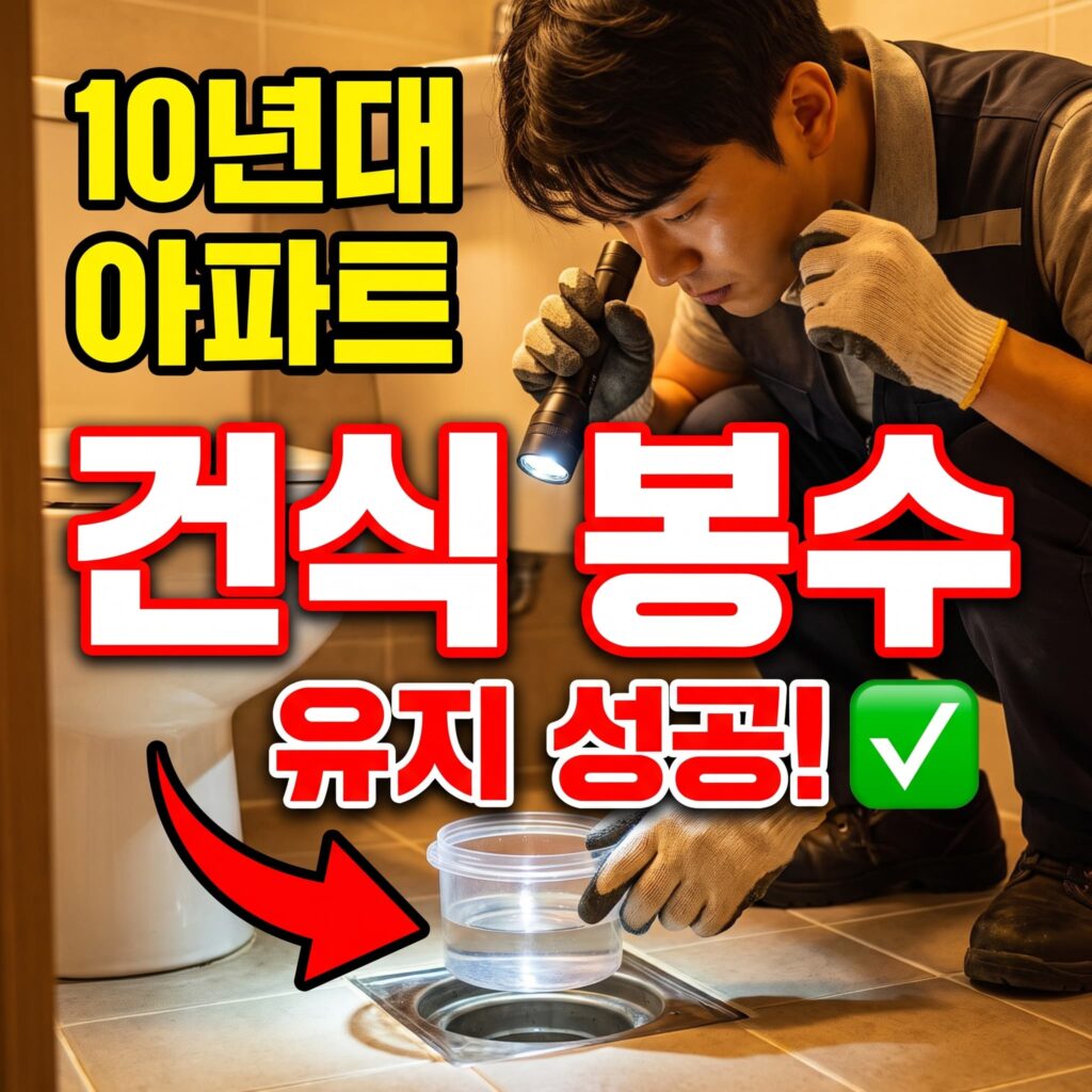 2010년대 아파트 건식 화장실 배수, 봉수 유지와 청소 편의성 사례