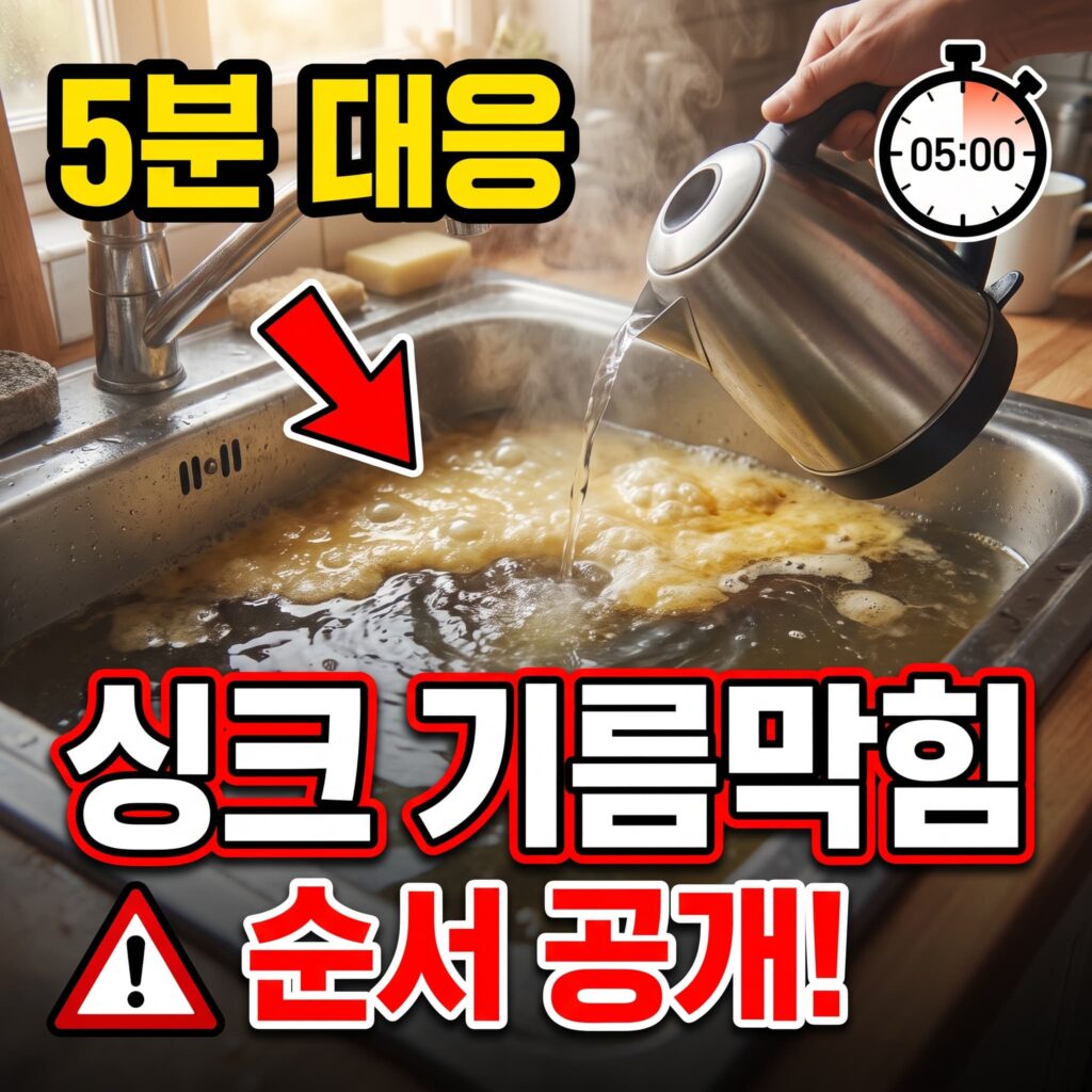 주방 싱크대 침수 5분 초기 대응 – 기름막힘일 때 순서