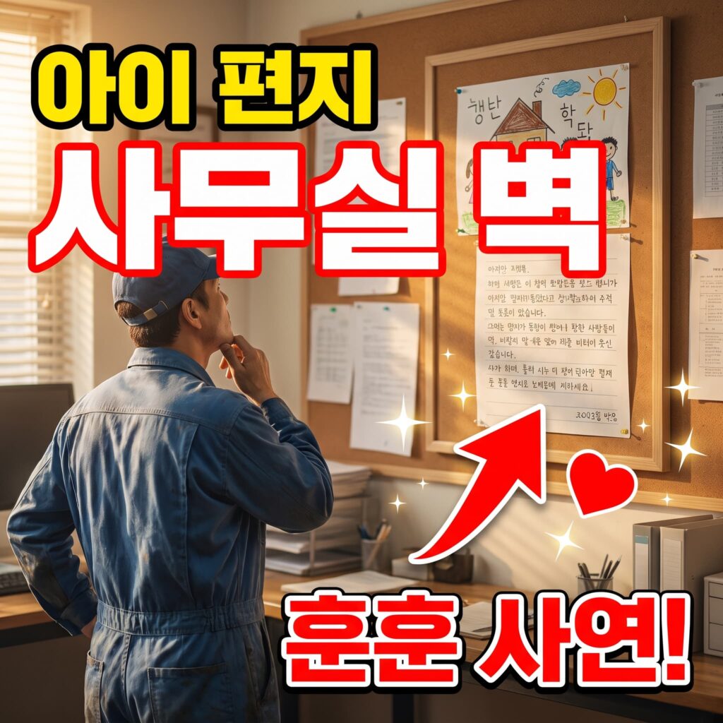 아이 손편지와 그림, 저희 사무실 벽에 걸려 있는 사연