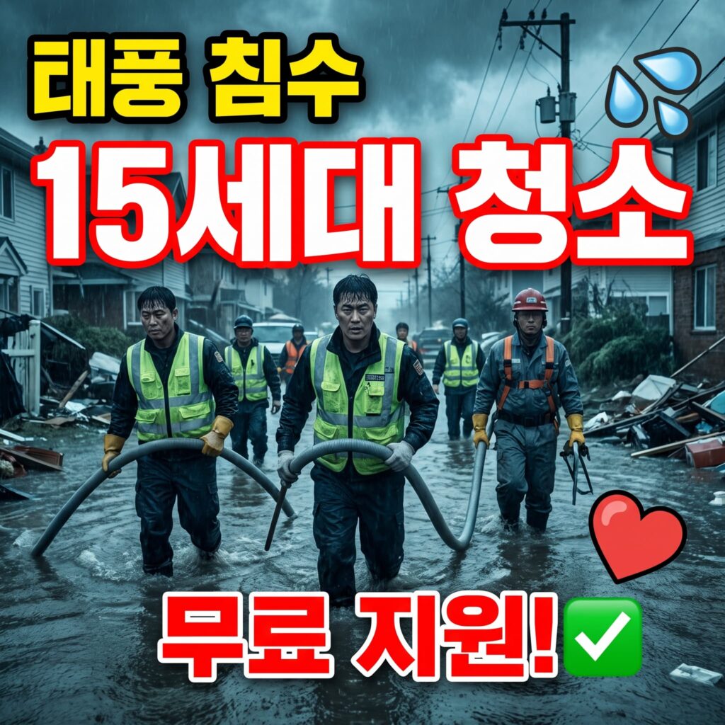 태풍 침수 지역 무료 지원, 하루 15세대 배관 청소