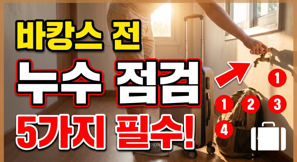 바캉스 전 집 비우기, 배수·누수 사전 점검 필수 5가지