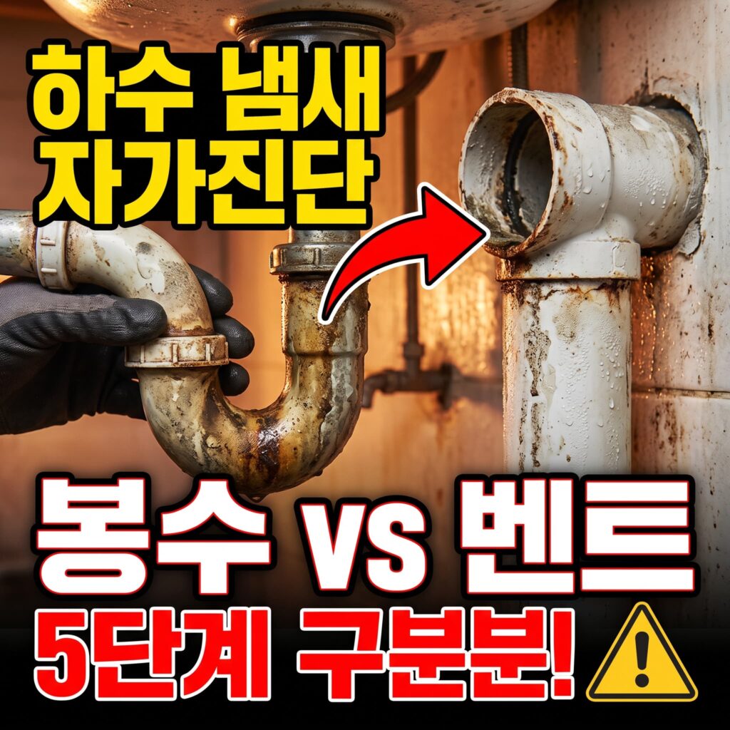 하수 냄새 자가진단 — 트랩 봉수 마름 vs 벤트 문제 구분 5단계