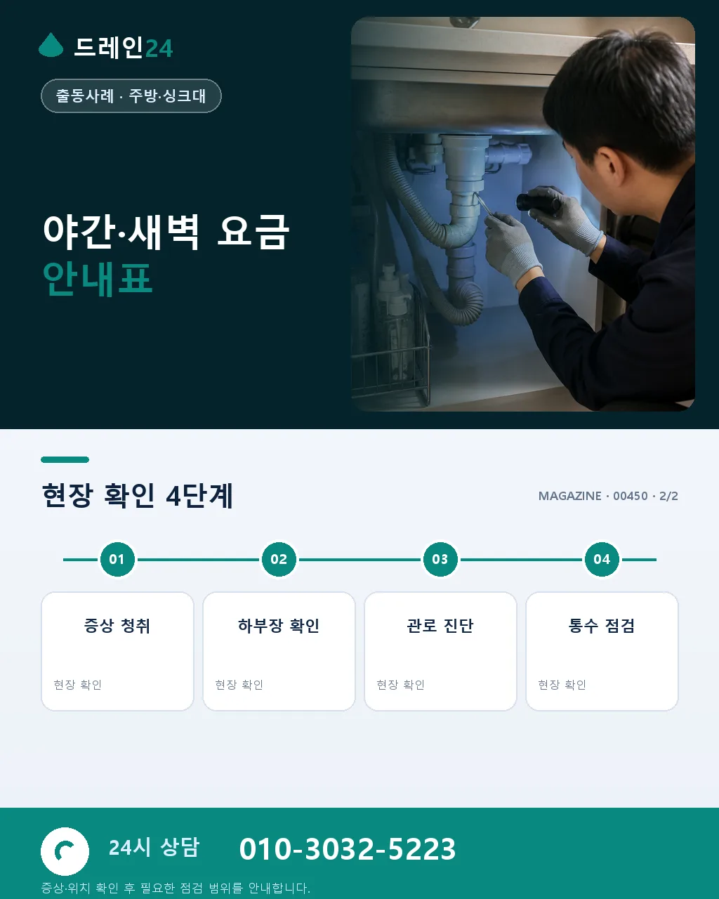 자정 넘긴 새벽 씽크대 배수 역류 응급 출동과 야간 요금 안내 사례 - 자주 묻는 질문 상세 안내