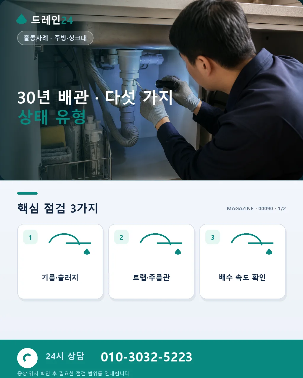 30년 된 노후 아파트 주방 배관, 고압세척은 어디까지 회복시킬까 - 30년 배관 · 다섯 가지 상태 유형 상세 안내